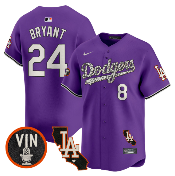 Men Los Angeles Dodgers 24 Bryant 2025 purple Limited Stitched Jersey